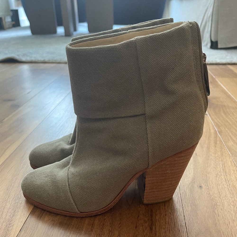 Rag & Bone Newbury Bootie in Olive/Beige Canvas